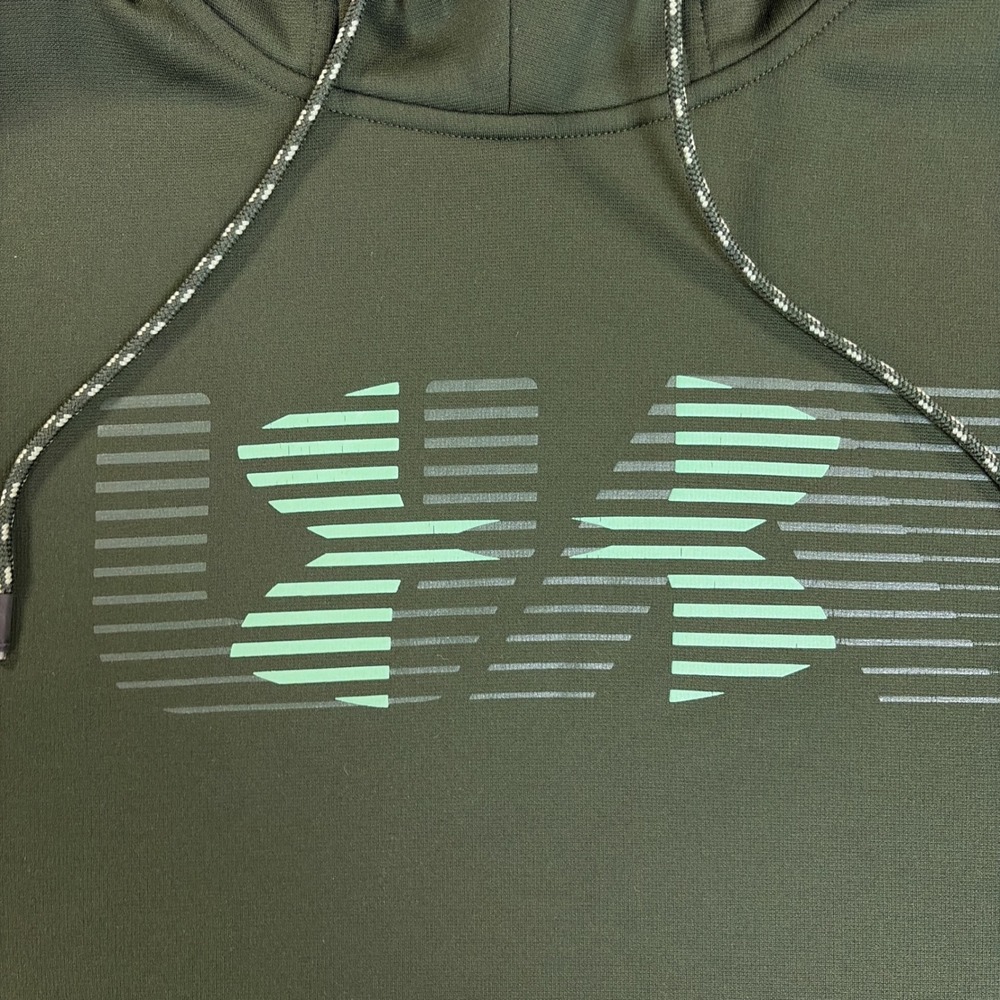 Under Armour Hoodie Mens XL Green ColdGear Loose Fit Graphic Pullover Sweatshirt - Picture 2 of 7